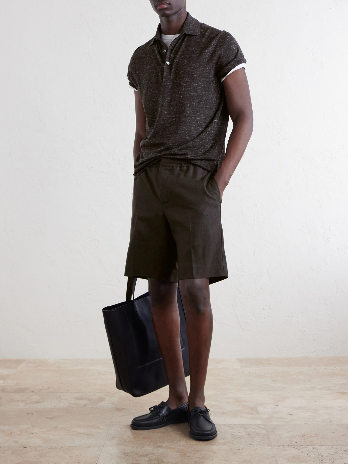 Silk, Cashmere And Linen-Blend Polo Shirt