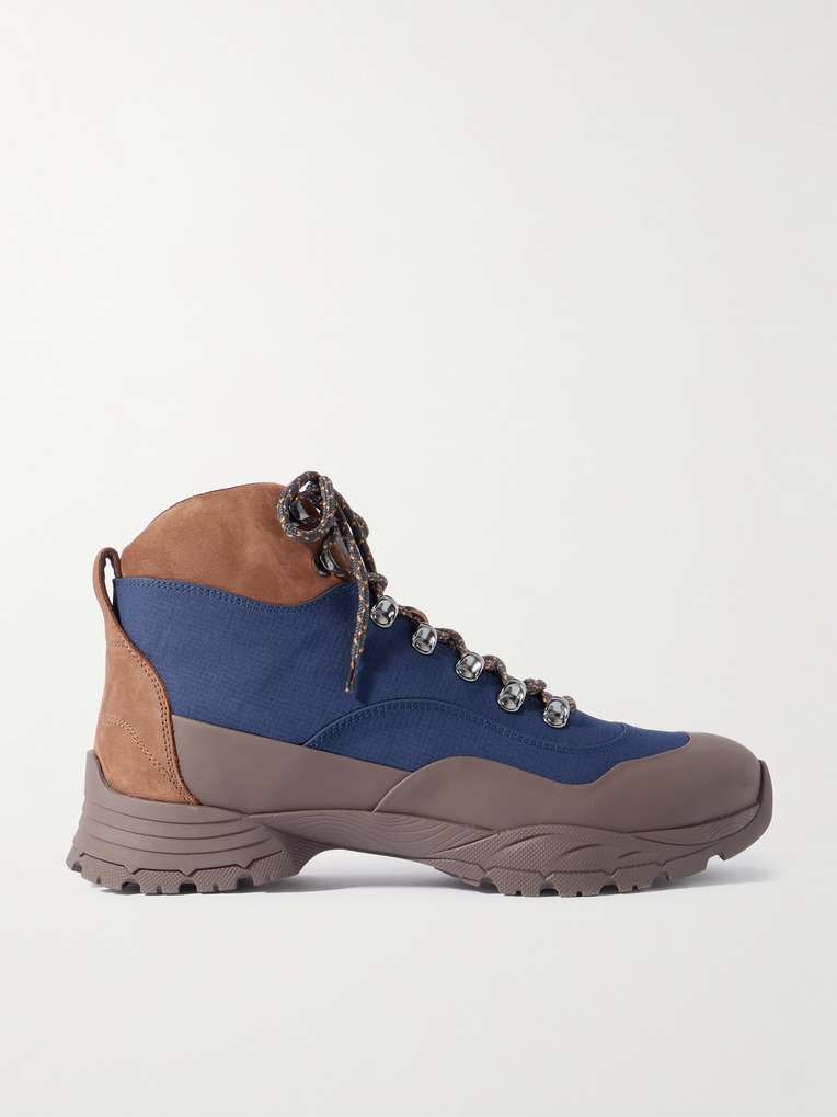 Brunello Cucinelli — Rubber and Suede-Trimmed Ripstop Lace-Up Boots
