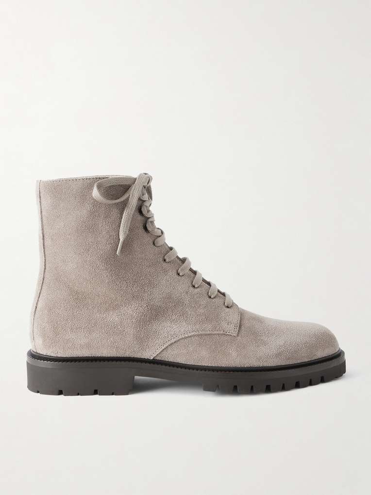 Brunello Cucinelli — Pedula Waxed-Suede Lace-Up Boots