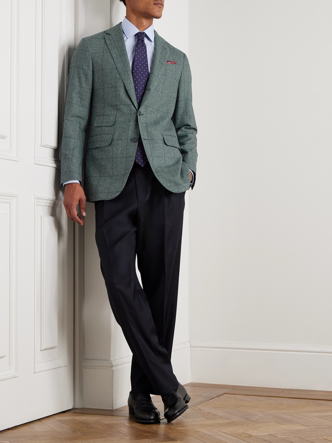 Sid Mashburn Virgil Checked Wool, Cotton And Cashmere-blend Blazer In Multi