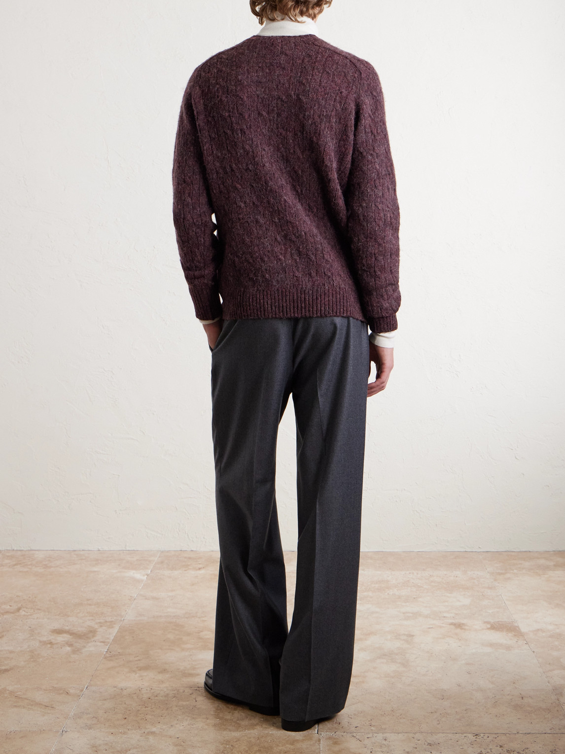 Sid Mashburn Cable-knit Wool Sweater In Purple