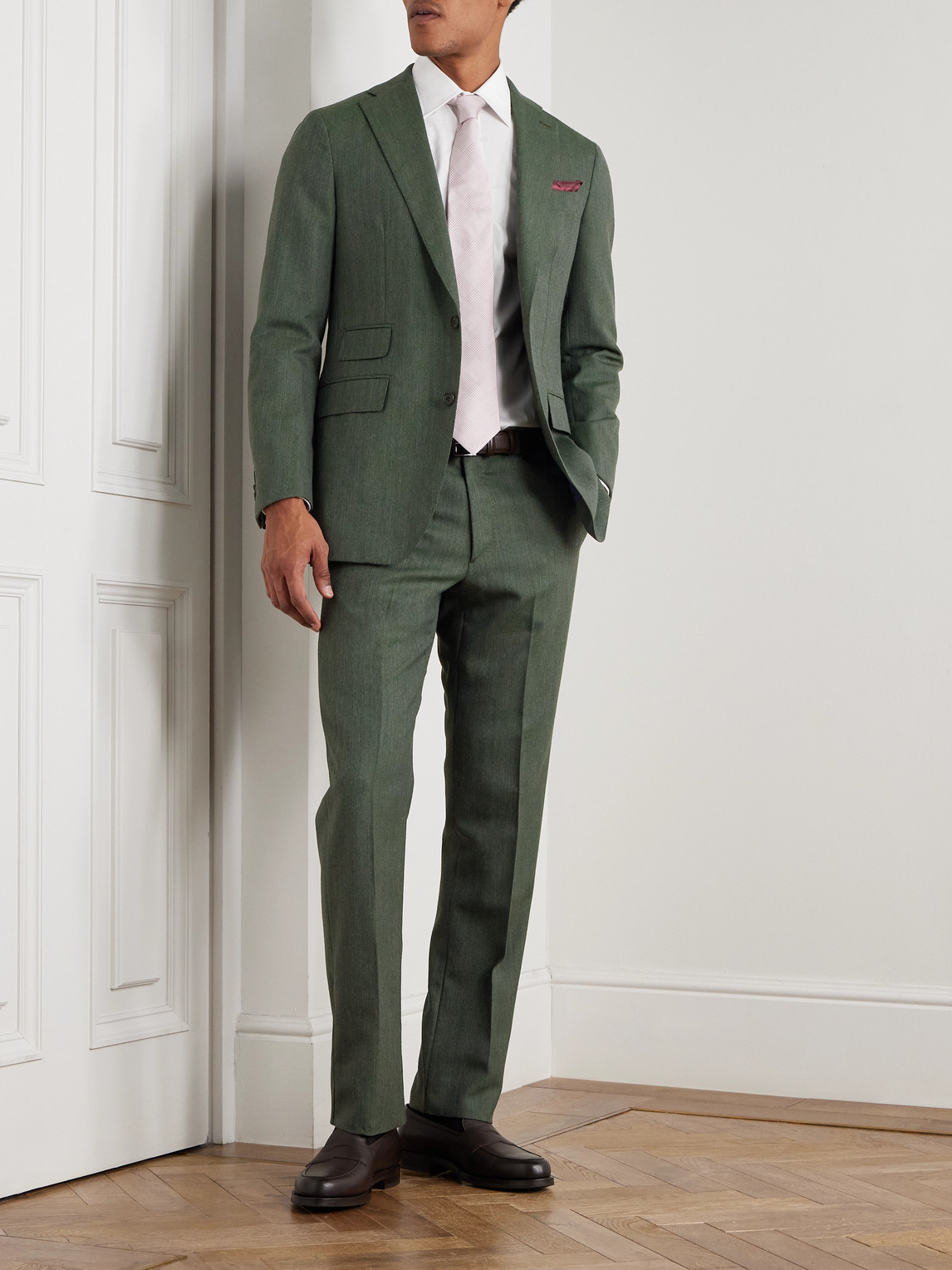 Sid Mashburn Kincaid No. 3 Straight-leg Wool Suit Trousers In Green