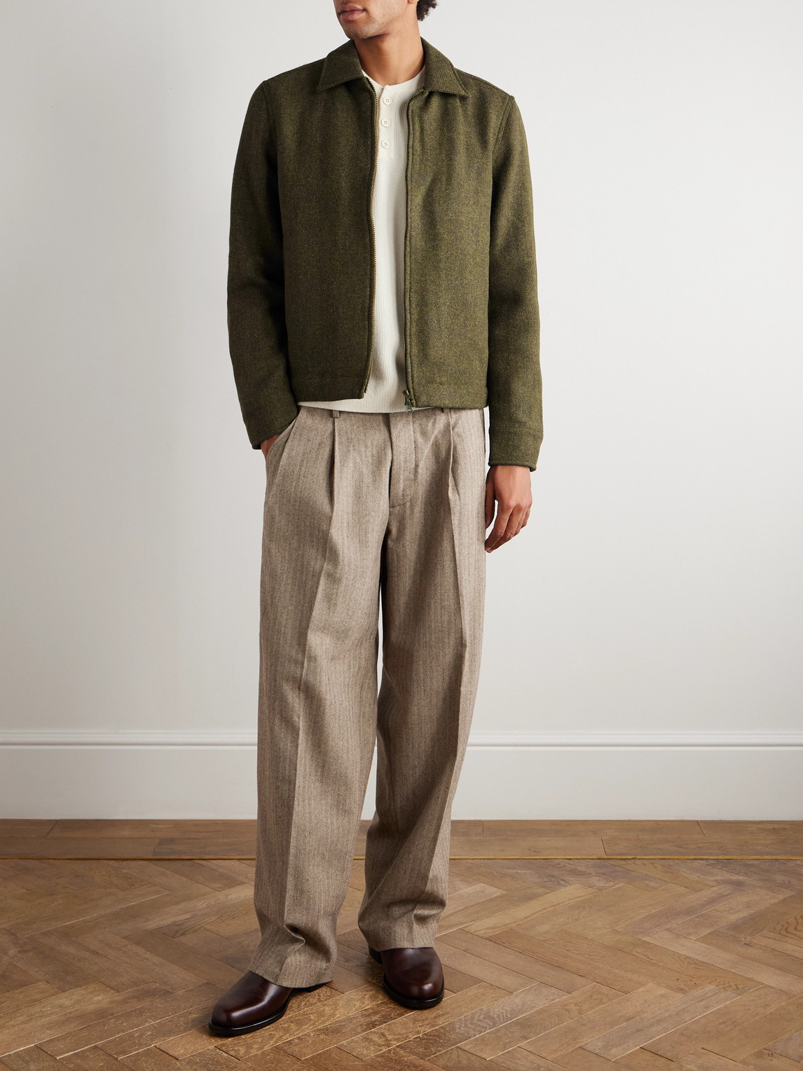 Sid Mashburn Scrambler Harris Wool-tweed Jacket In Green