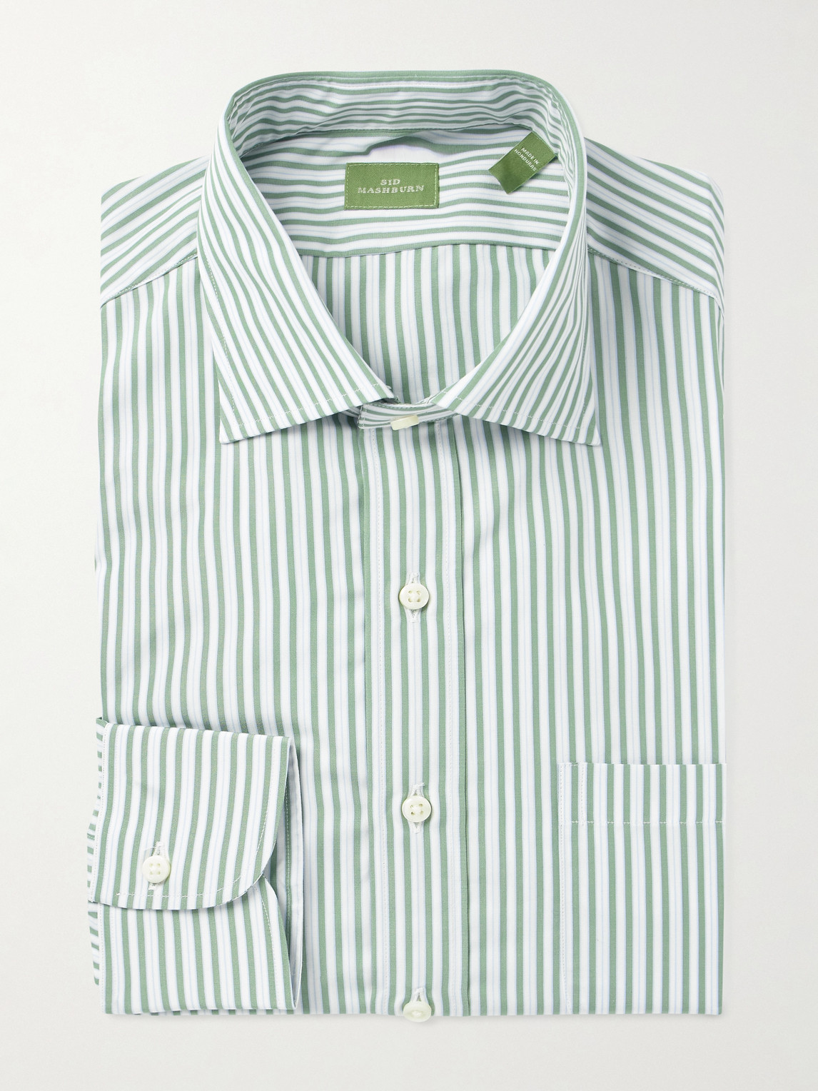 Sid Mashburn Striped Cotton-poplin Shirt In Green