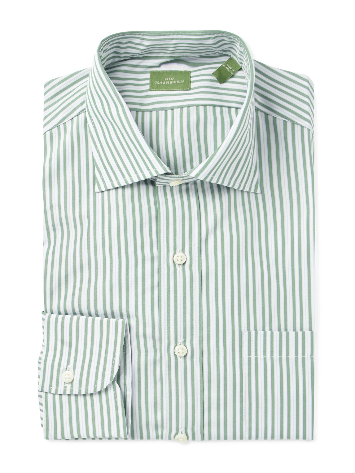 Sid Mashburn Striped Cotton-poplin Shirt In Green