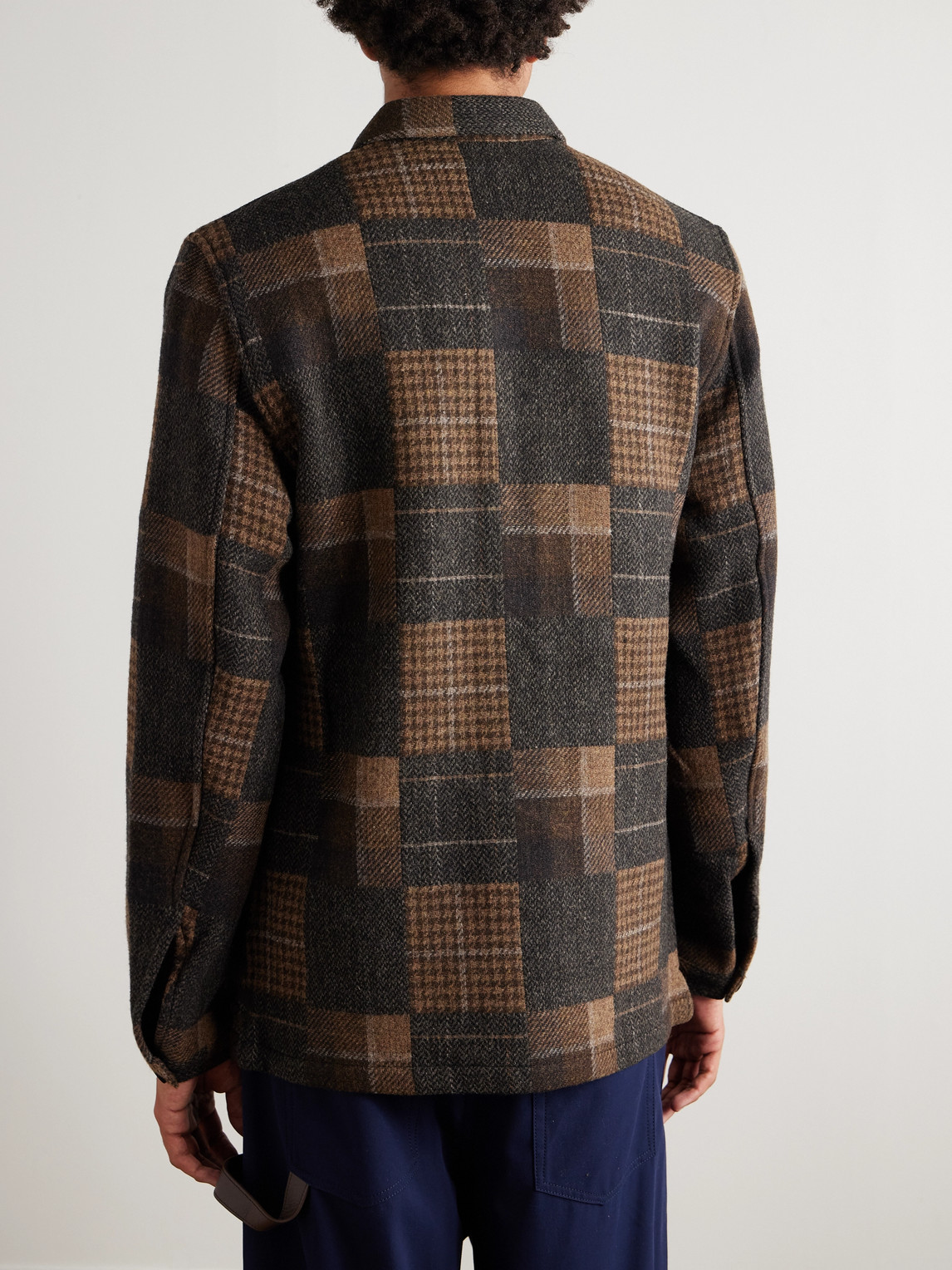 Sid Mashburn Checked Wool-flannel Overshirt In Brown