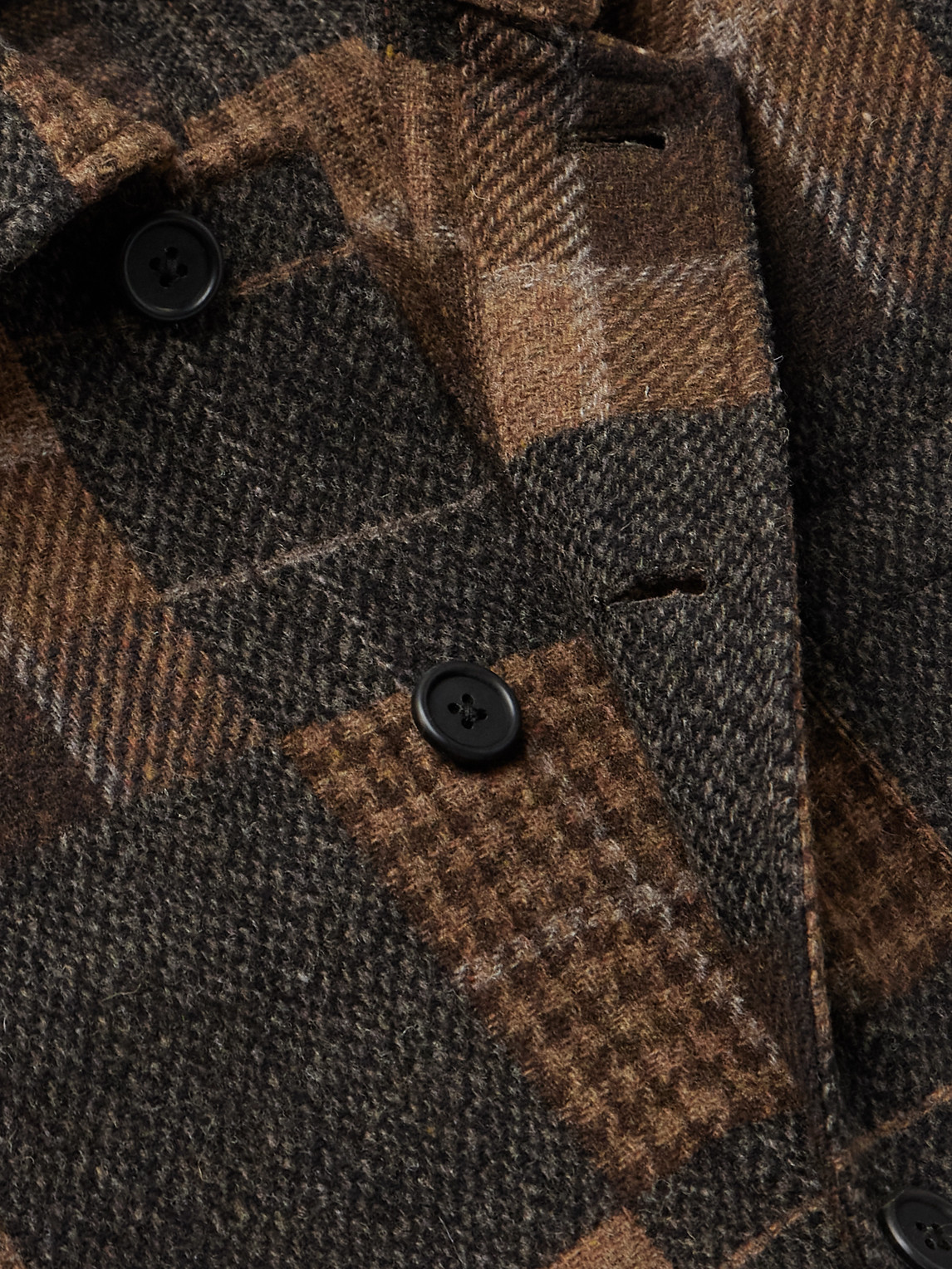 Sid Mashburn Checked Wool-flannel Overshirt In Brown