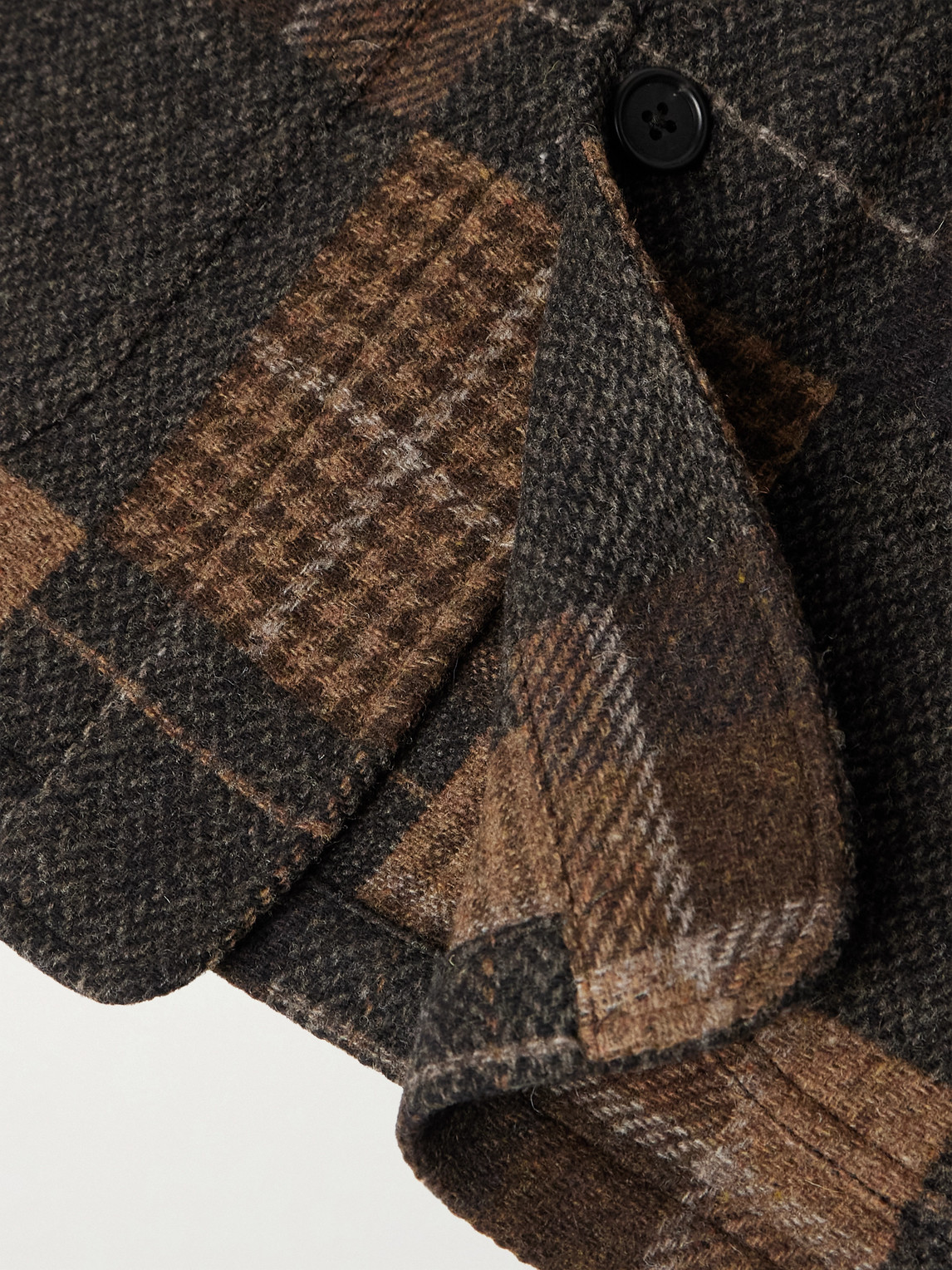 Sid Mashburn Checked Wool-flannel Overshirt In Brown
