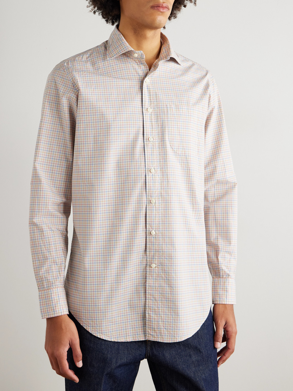  Sid Mashburn - Checked Cotton-tattersall Shirt - Men - White - S 