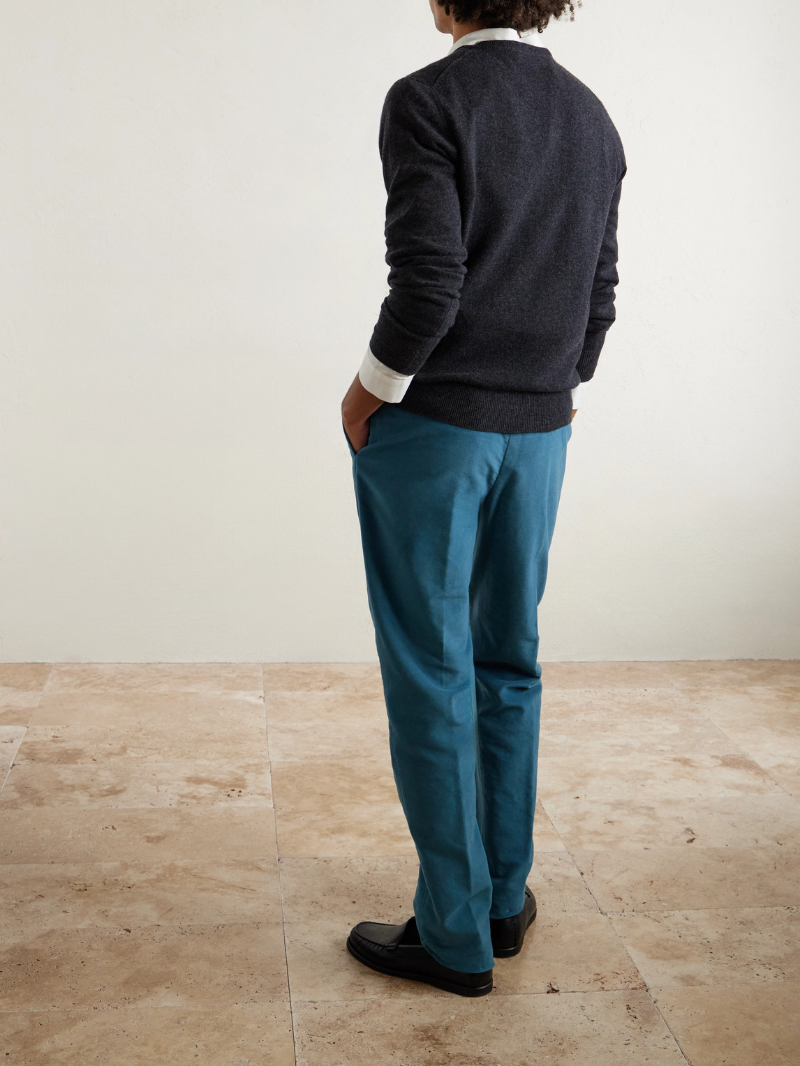 Sid Mashburn Juniper Stretch Cotton-moleskin Trousers In Blue