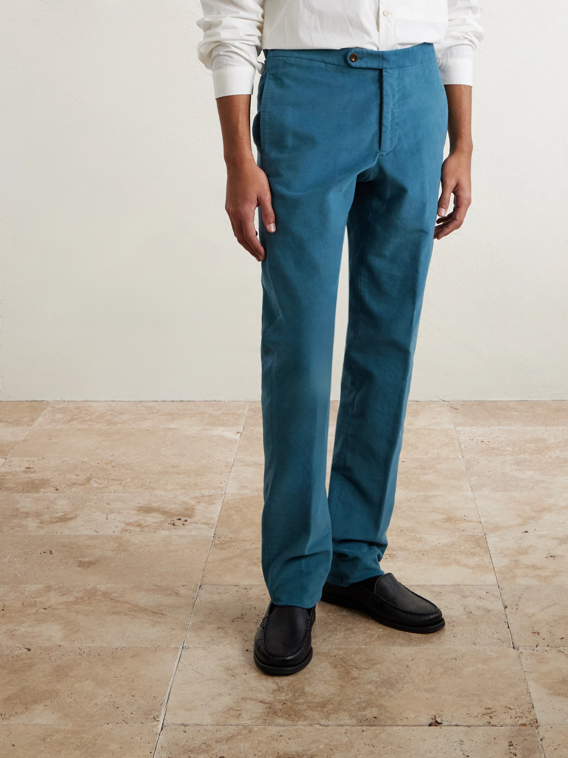 Sid Mashburn Juniper Stretch Cotton-moleskin Trousers In Blue