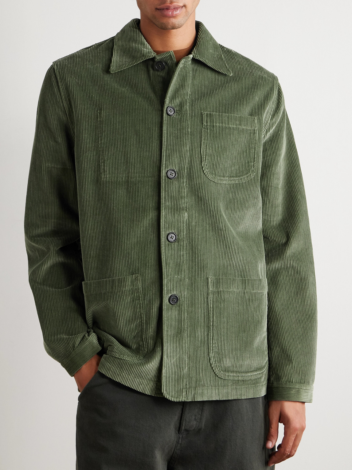 Sid Mashburn Cotton-corduroy Overshirt In Green