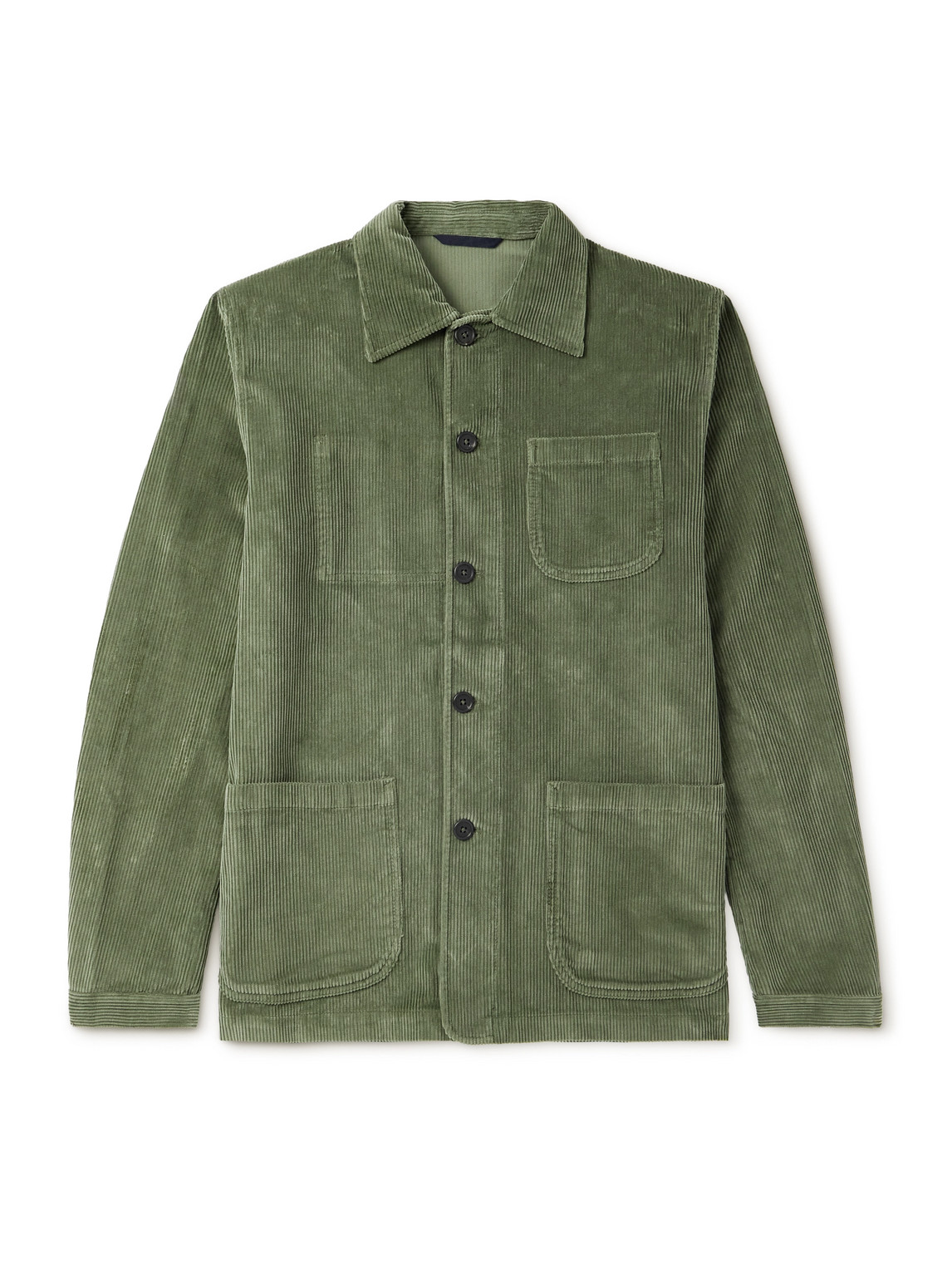 Sid Mashburn Cotton-corduroy Overshirt In Green