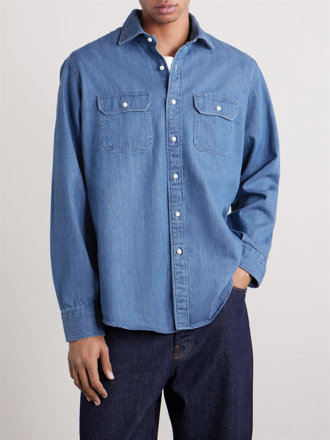 Sid Mashburn Denim Shirt In Blue