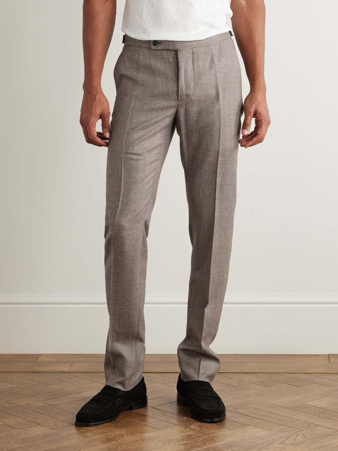 Sid Mashburn Ghost Straight-leg Prince Of Wales Wool-hopsack Suit Trousers In Multi