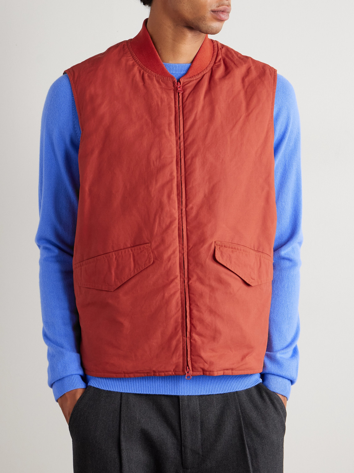  Sid Mashburn - Cashpad Waxed Cotton-poplin Gilet - Men - Red - L 