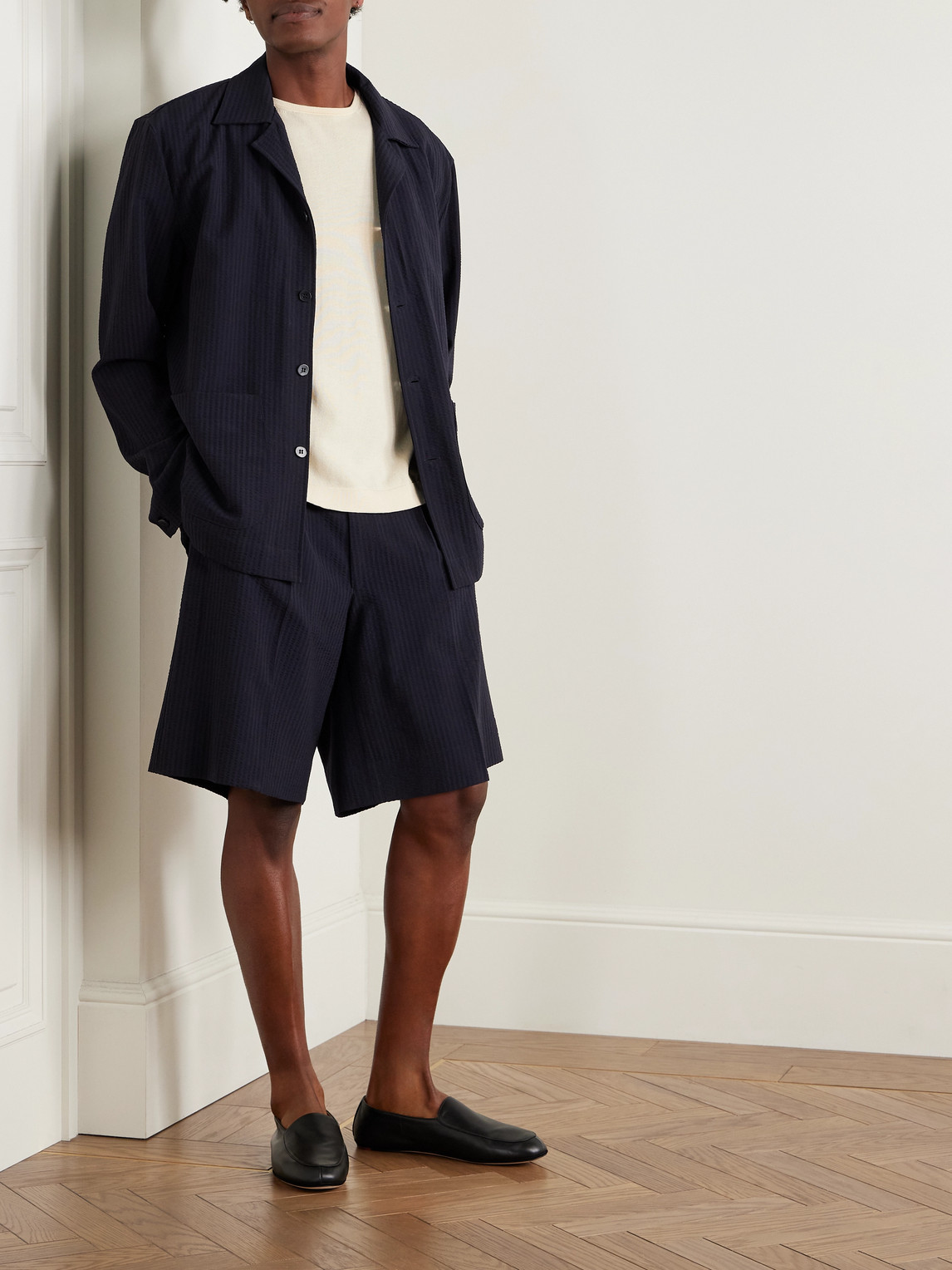 Stòffa Wool-seersucker Jacket In Blue