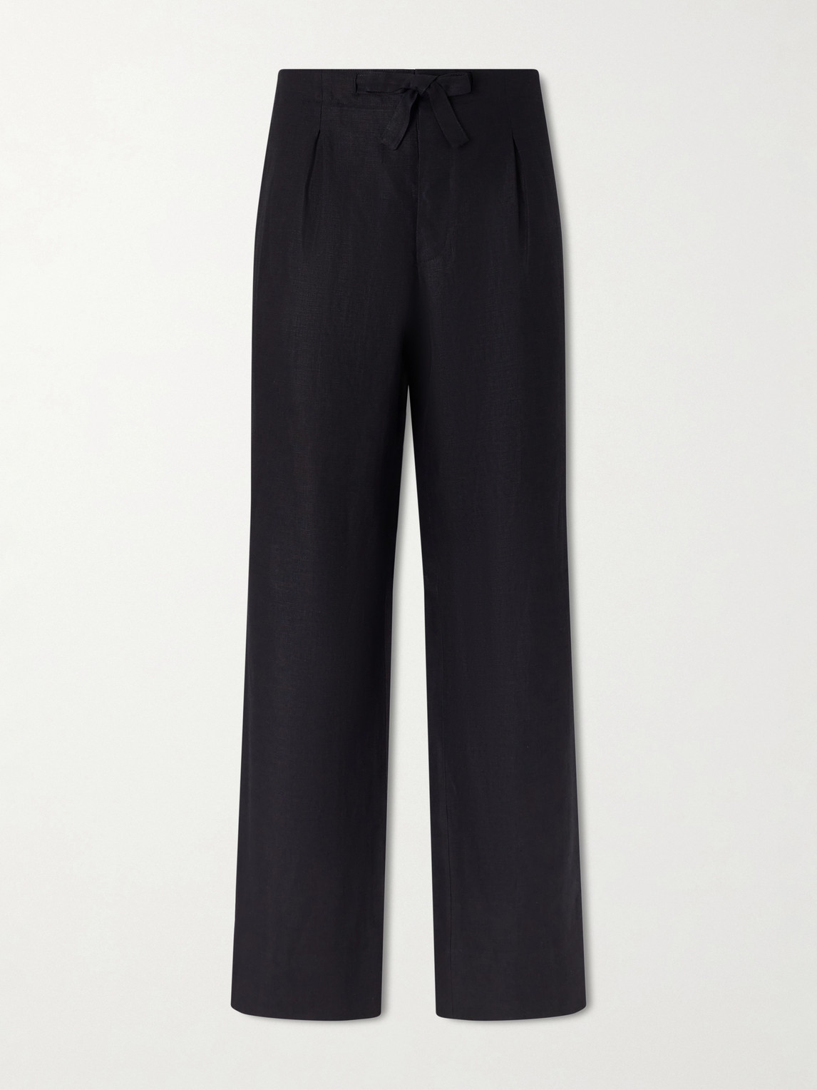 Stòffa Straight-leg Linen-twill Drawstring Trousers In Black