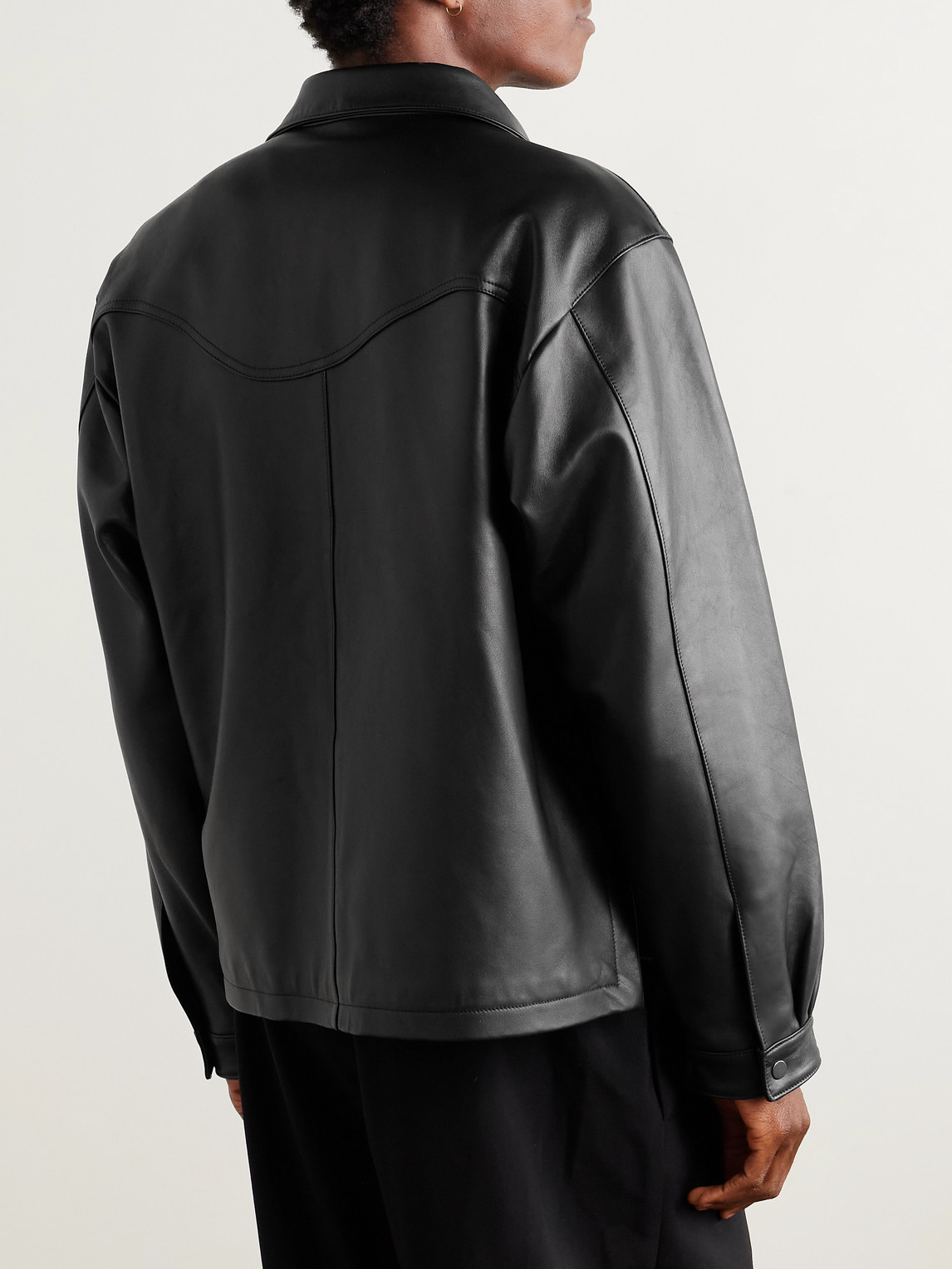Stòffa Wave Leather Jacket In Black