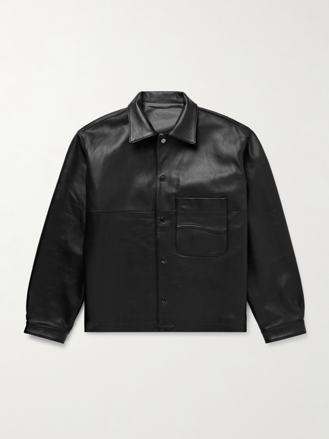 Stòffa Wave Leather Jacket In Black