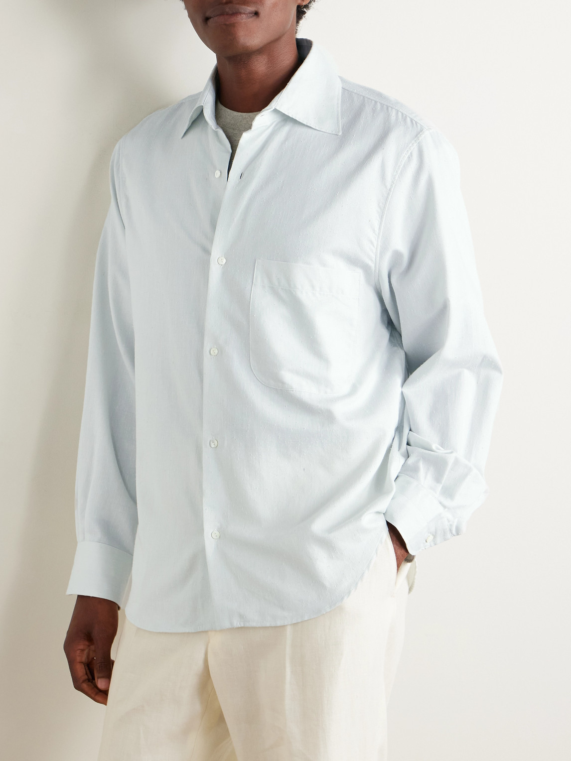  Stòffa - Slub Cotton And Wool-blend Shirt - Men - Blue - It 46 