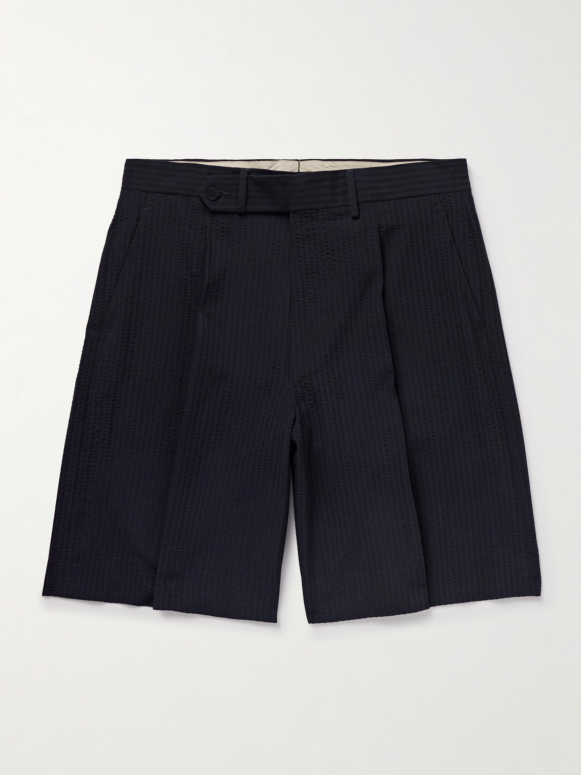 Stòffa – Pleated Wool-Seersucker Shorts