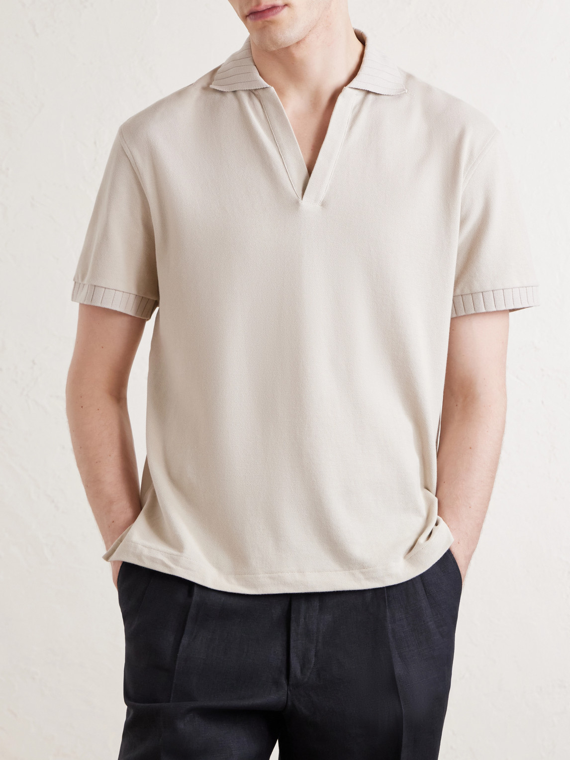  Stòffa - Cotton-piqué Polo Shirt - Men - Neutrals - It 48 