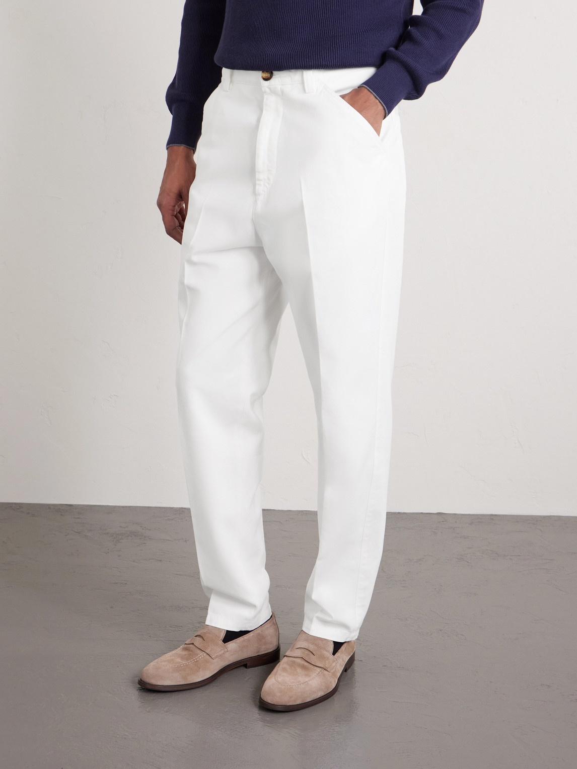  Brunello Cucinelli - Straight-leg Cotton Chinos - Men - White - It 50 