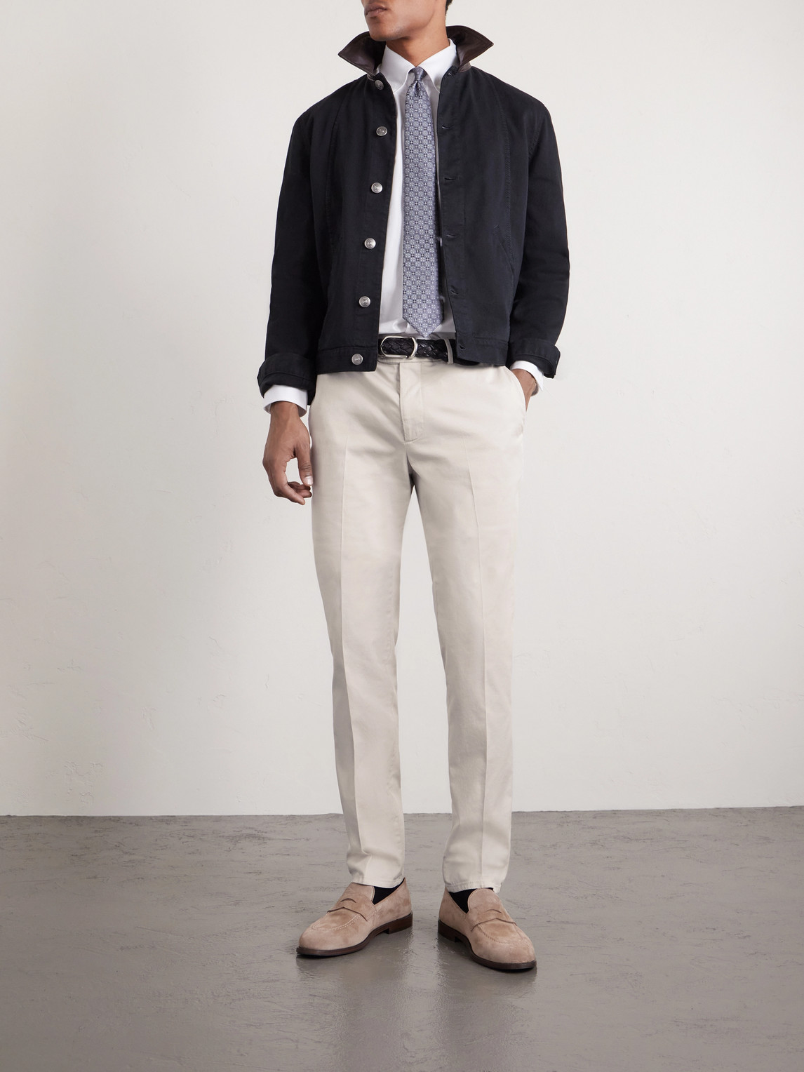Stretch-Cotton Twill Trousers Slim-Fit