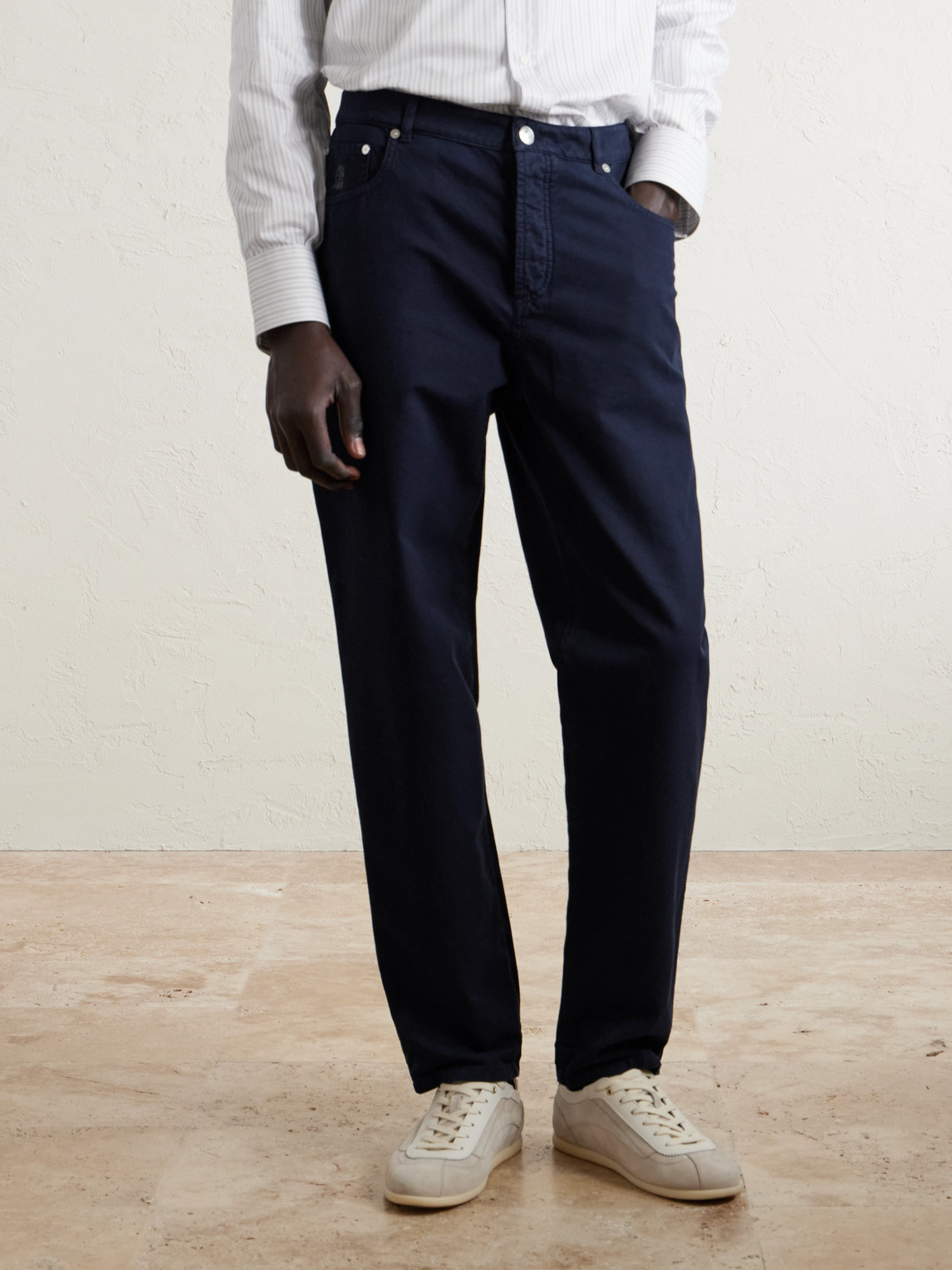 Logo- Embroidered Straight-Leg Cotton-Twill Trousers