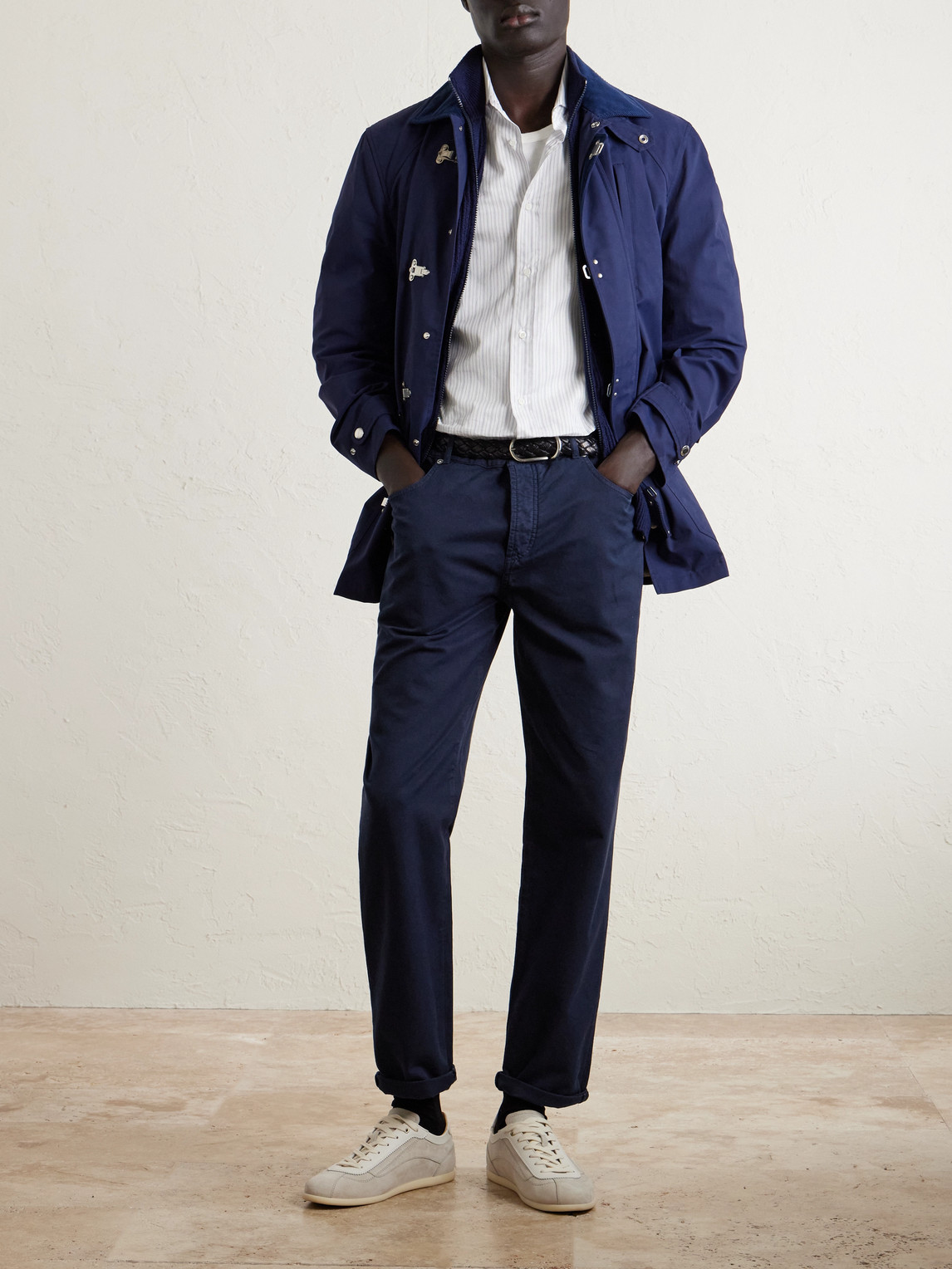 Logo- Embroidered Straight-Leg Cotton-Twill Trousers