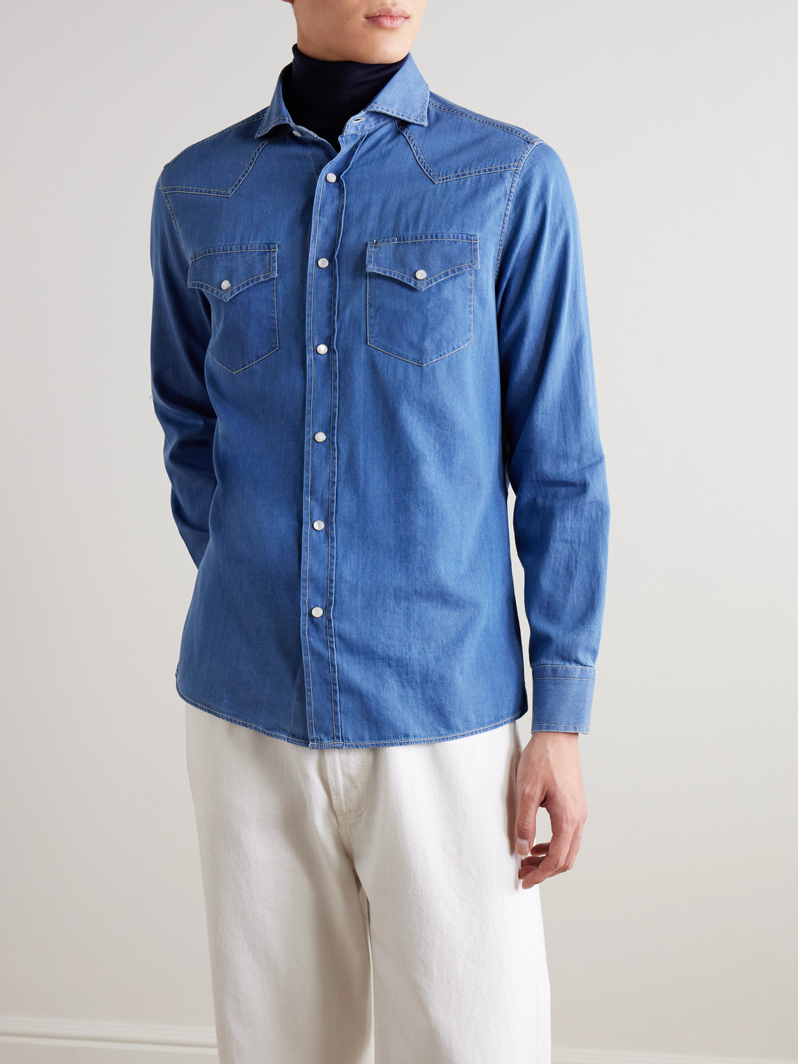  Brunello Cucinelli - Denim Shirt - Men - Blue - S 