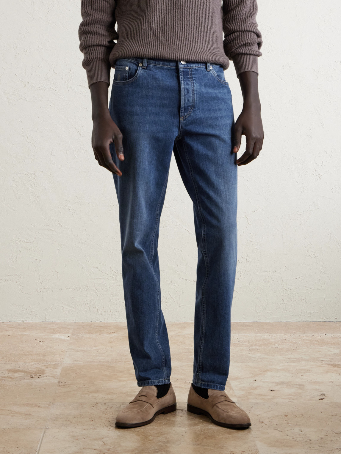 Fit Straight-Leg Logo-Embroidered Jeans Slim