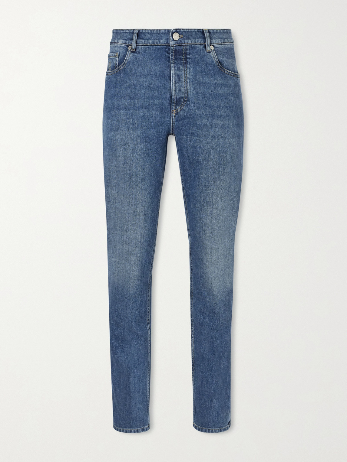 Brunello Cucinelli Slim-Fit Straight-Leg Logo-Embroidered Jeans - Men