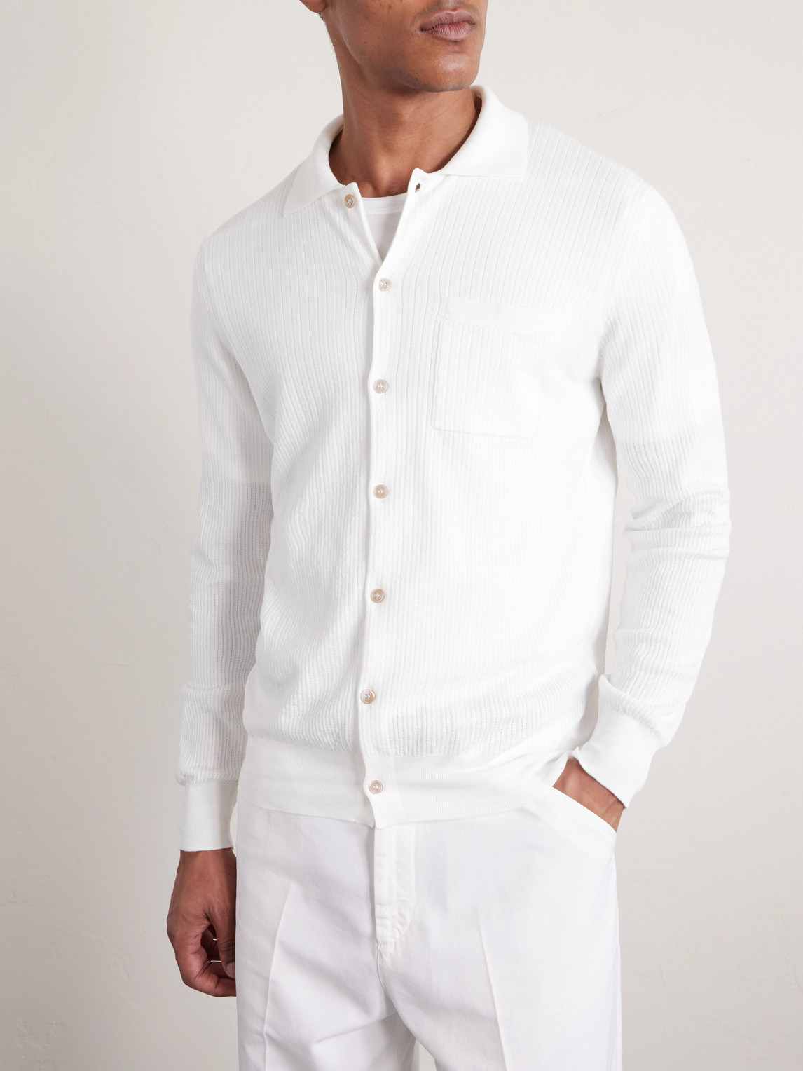 Ribbed Cotton Polo Shirt