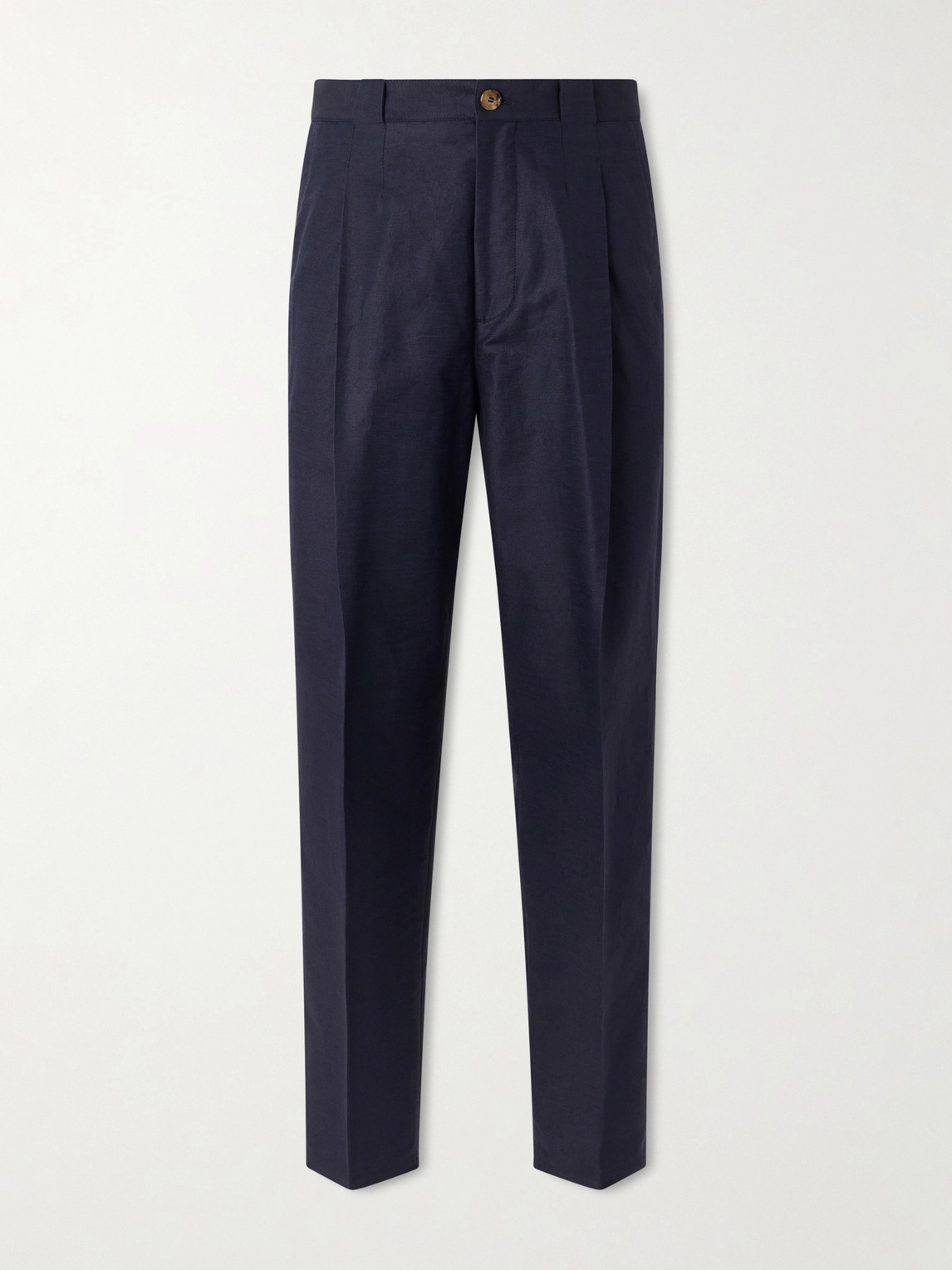 Brunello Cucinelli Tapered Pleated Cotton and Linen-Blend Trousers IT 46