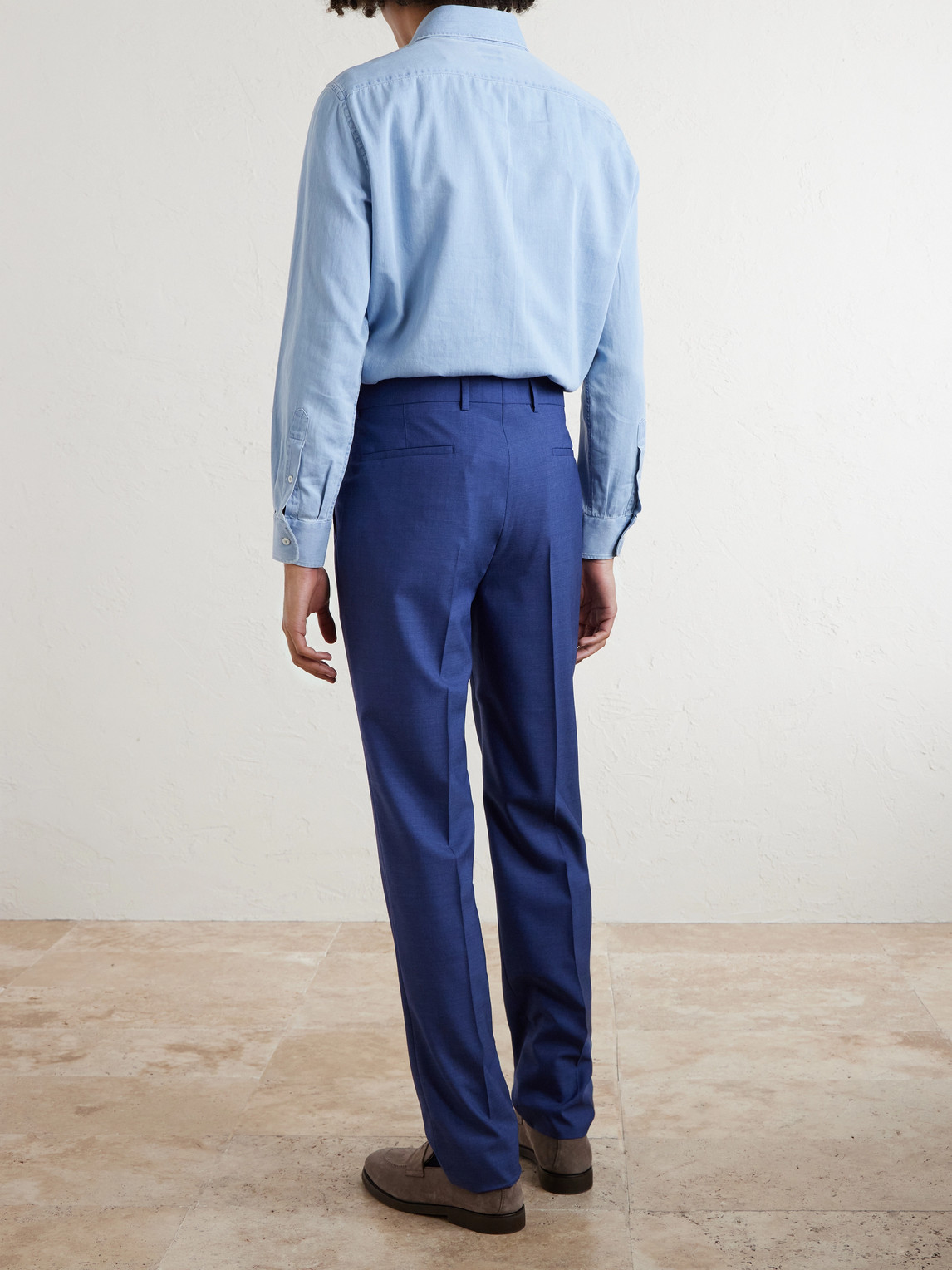  Brunello Cucinelli - Straight-leg Pleated Virgin Wool Suit Trousers - Men - Blue - It 46 