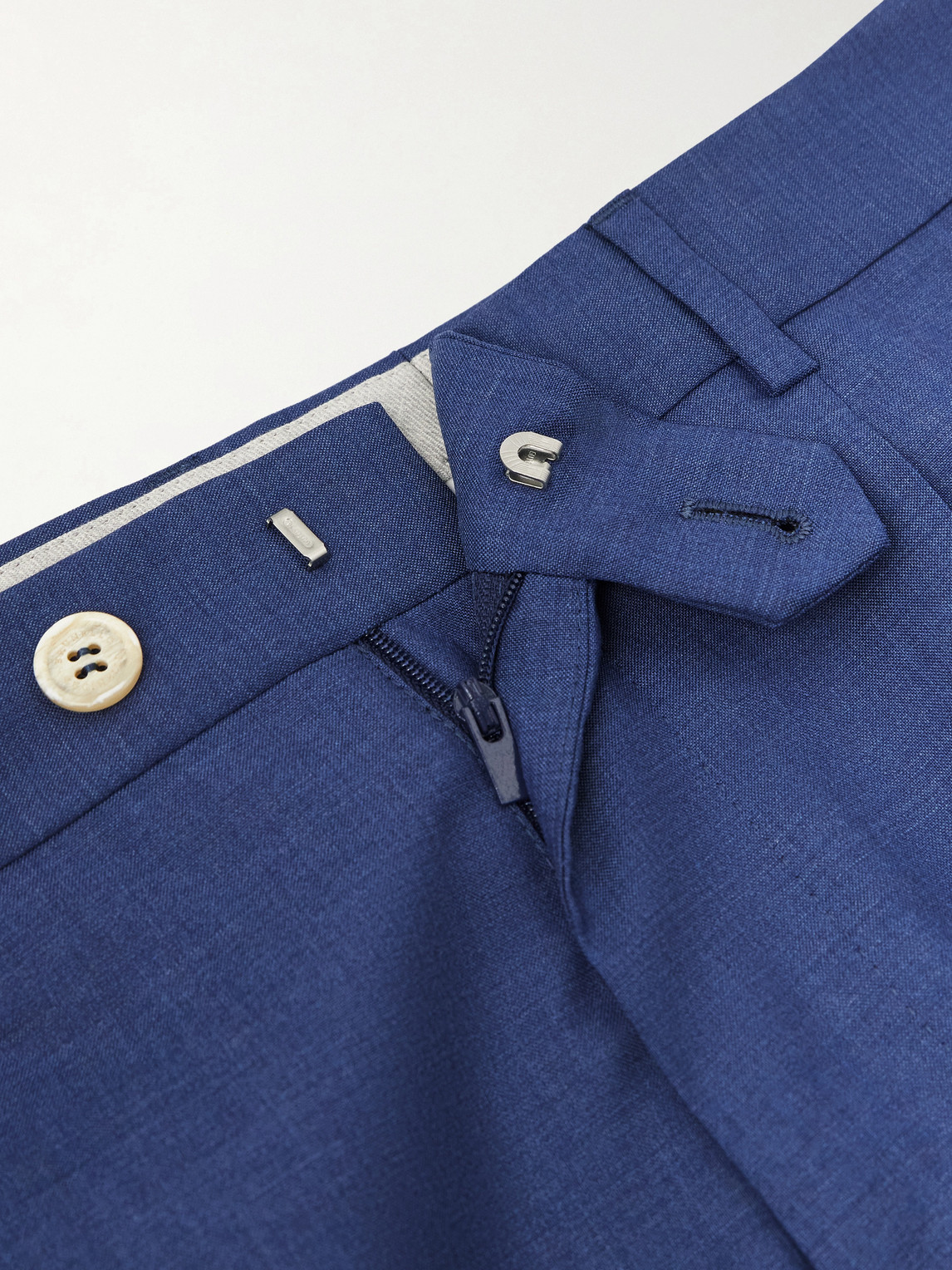 Straight-Leg Pleated Virgin Wool Suit Trousers