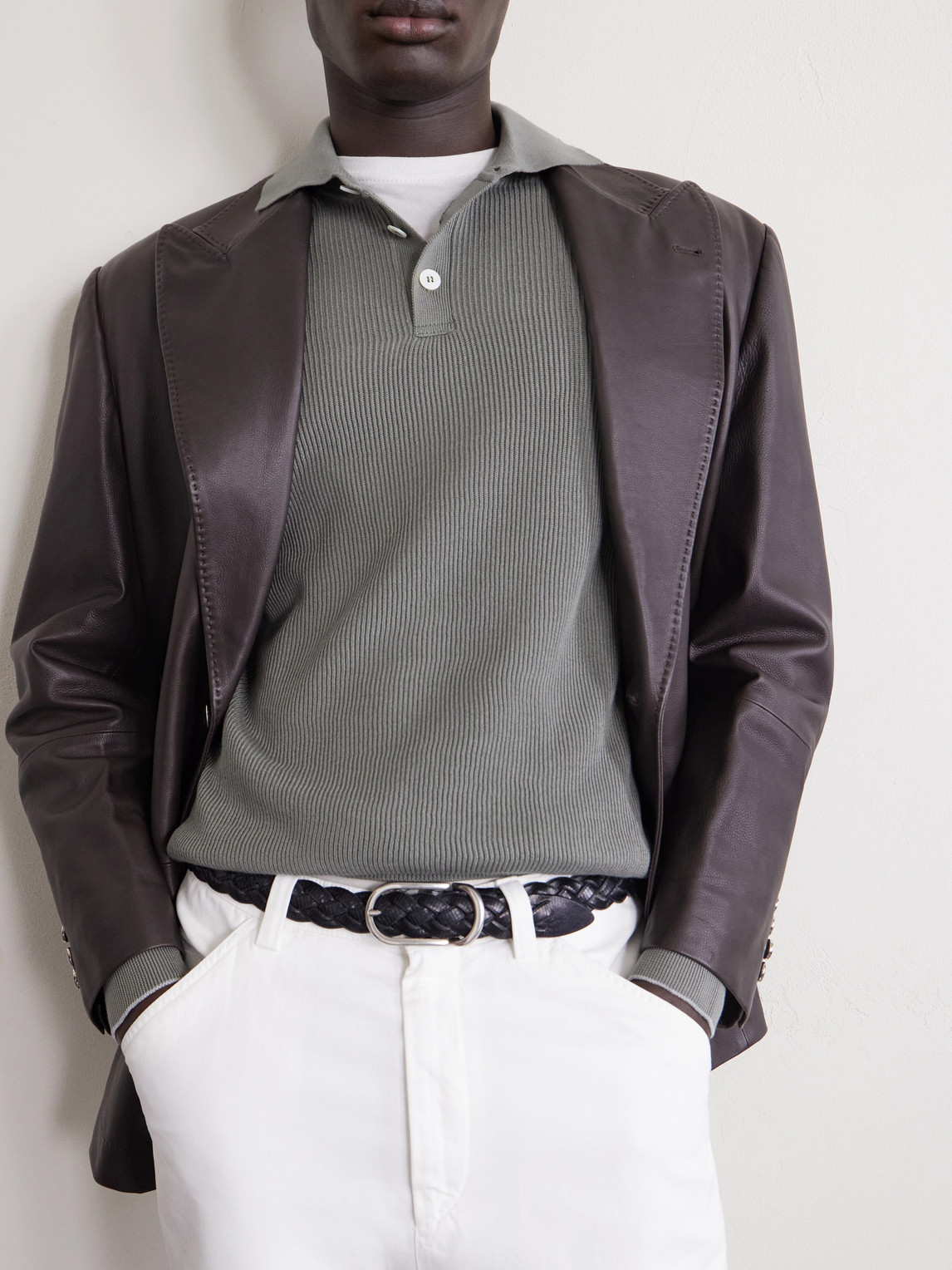 Brunello Cucinelli Ribbed Cotton Polo Shirt IT 56 | Thumbnail 5 Brunello Cucinelli Ribbed Cotton Polo Shirt IT 56 | Thumbnail 5