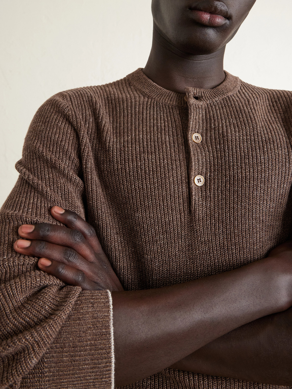 And Cotton-Blend Henley Sweater