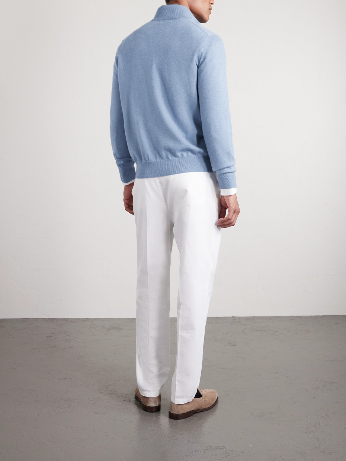  Brunello Cucinelli - Cashmere Half-zip Sweater - Men - Blue - It 46 