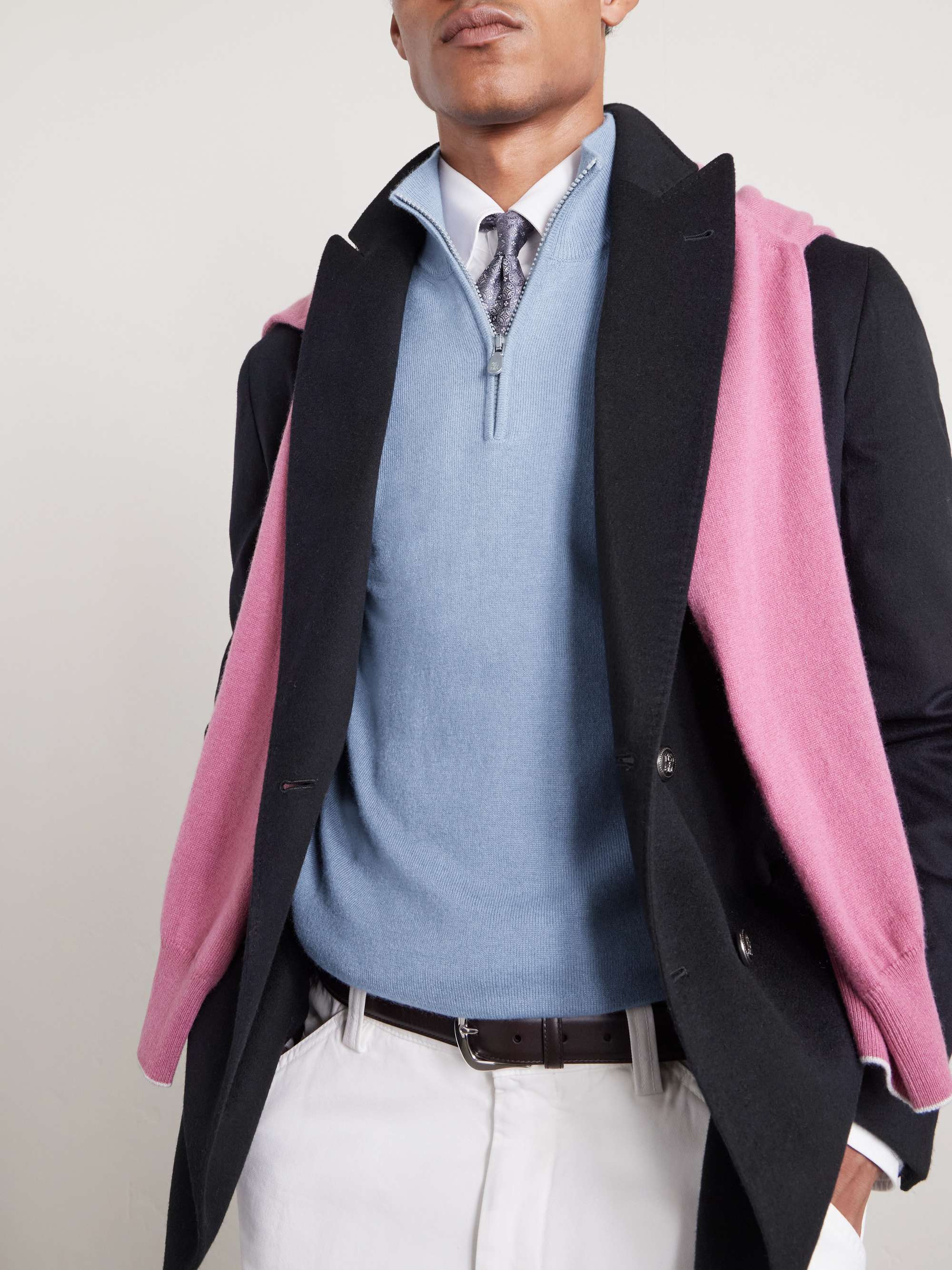 BRUNELLO CUCINELLI كنزة من الكشمير بنصف سحّاب