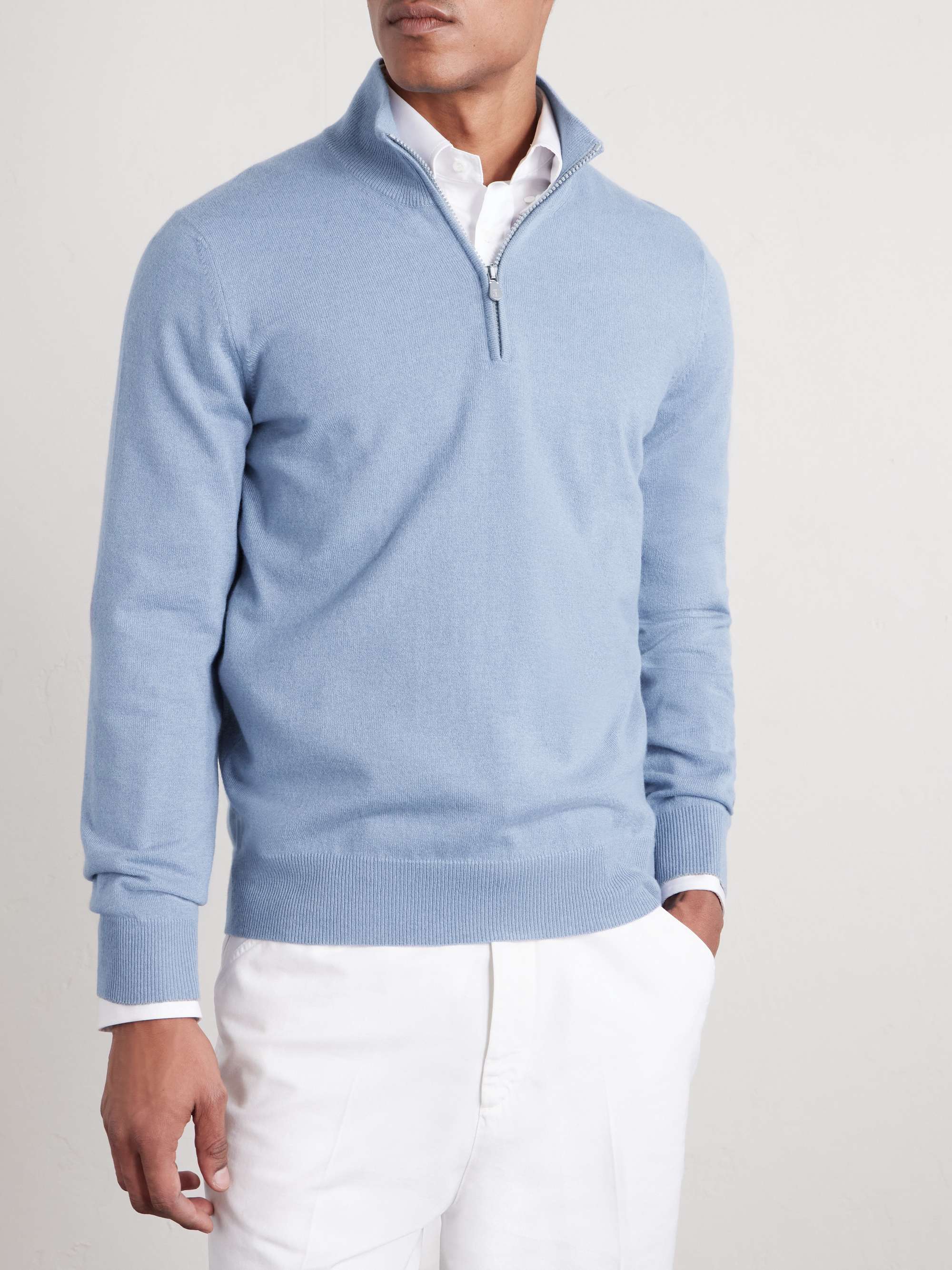 BRUNELLO CUCINELLI كنزة من الكشمير بنصف سحّاب