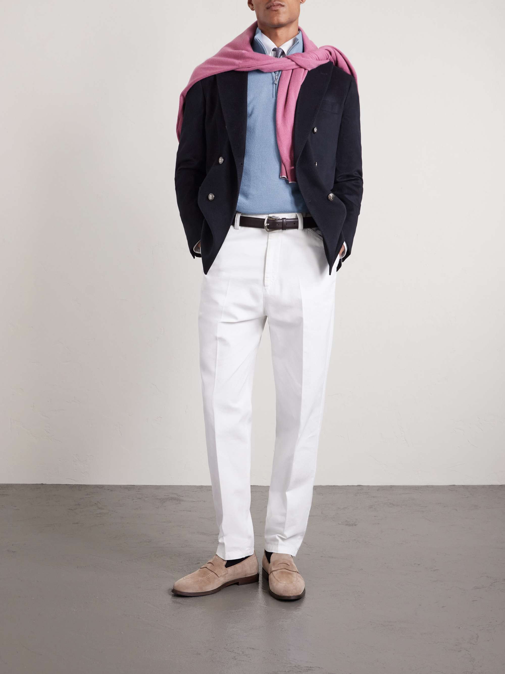 BRUNELLO CUCINELLI كنزة من الكشمير بنصف سحّاب