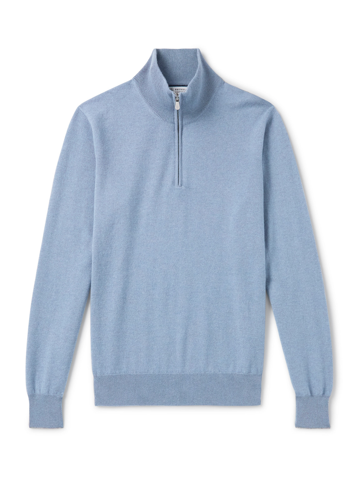 Brunello Cucinelli Cashmere Half-zip Sweater In Blue