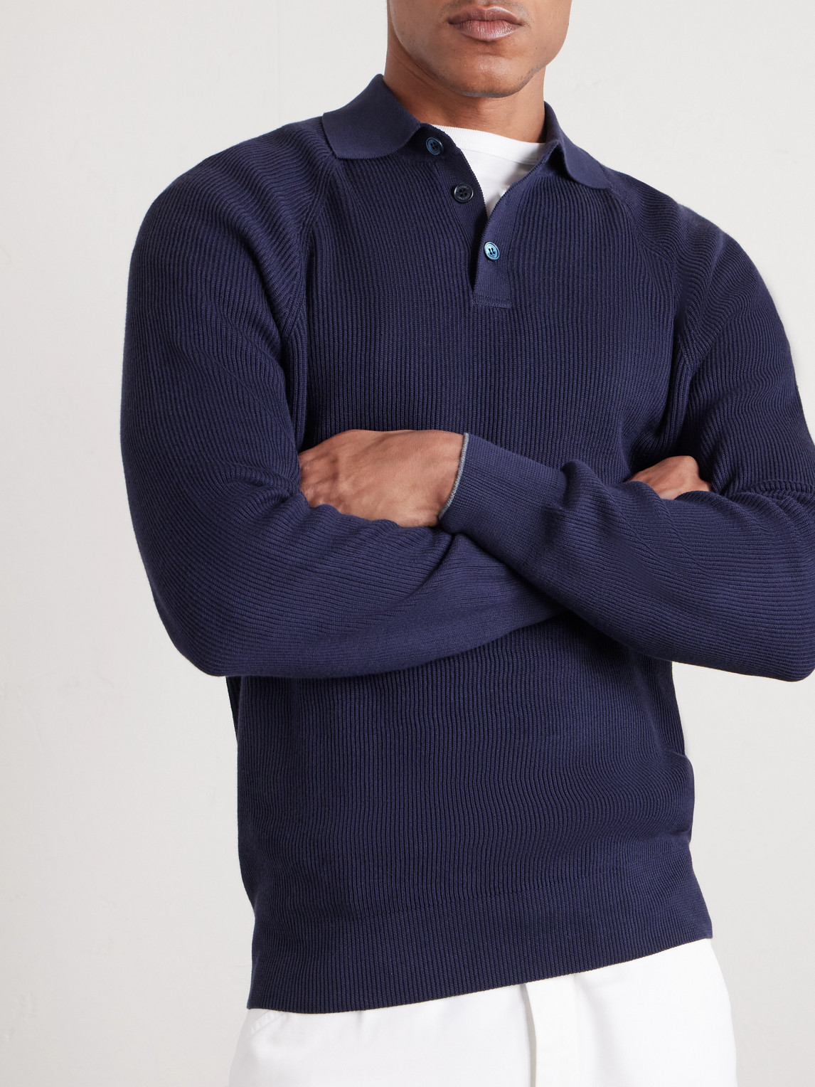 Ribbed Cotton Polo Shirt