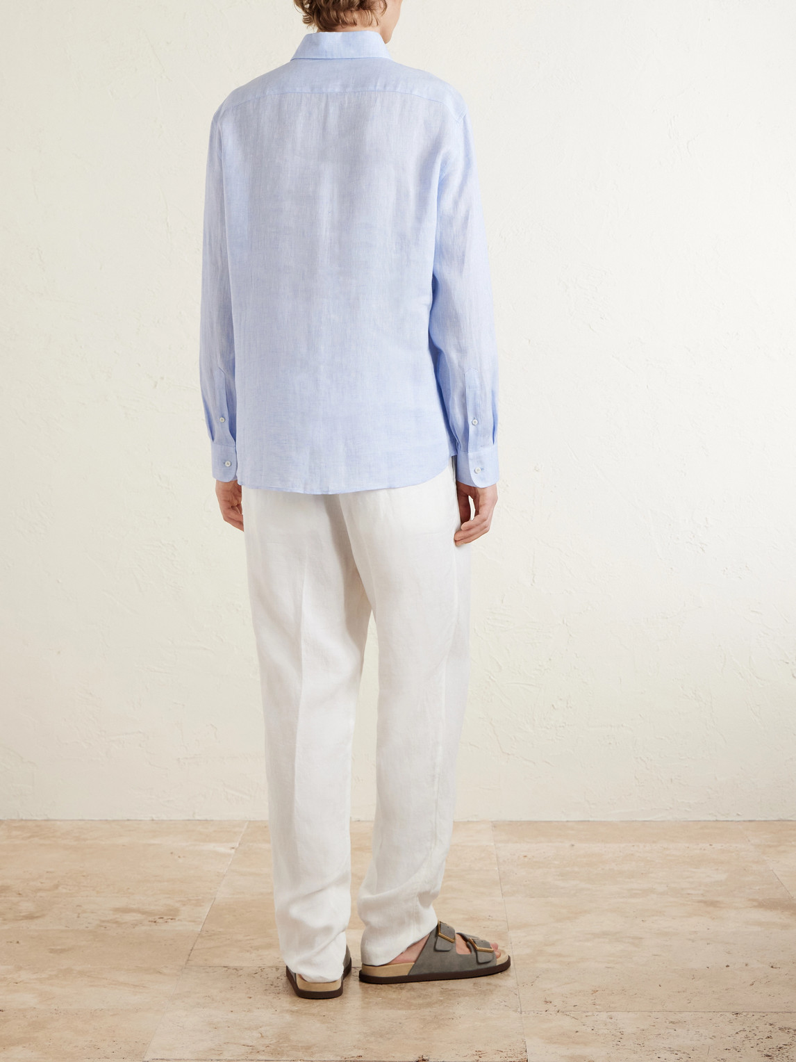 Cutaway-Collar Linen Shirt
