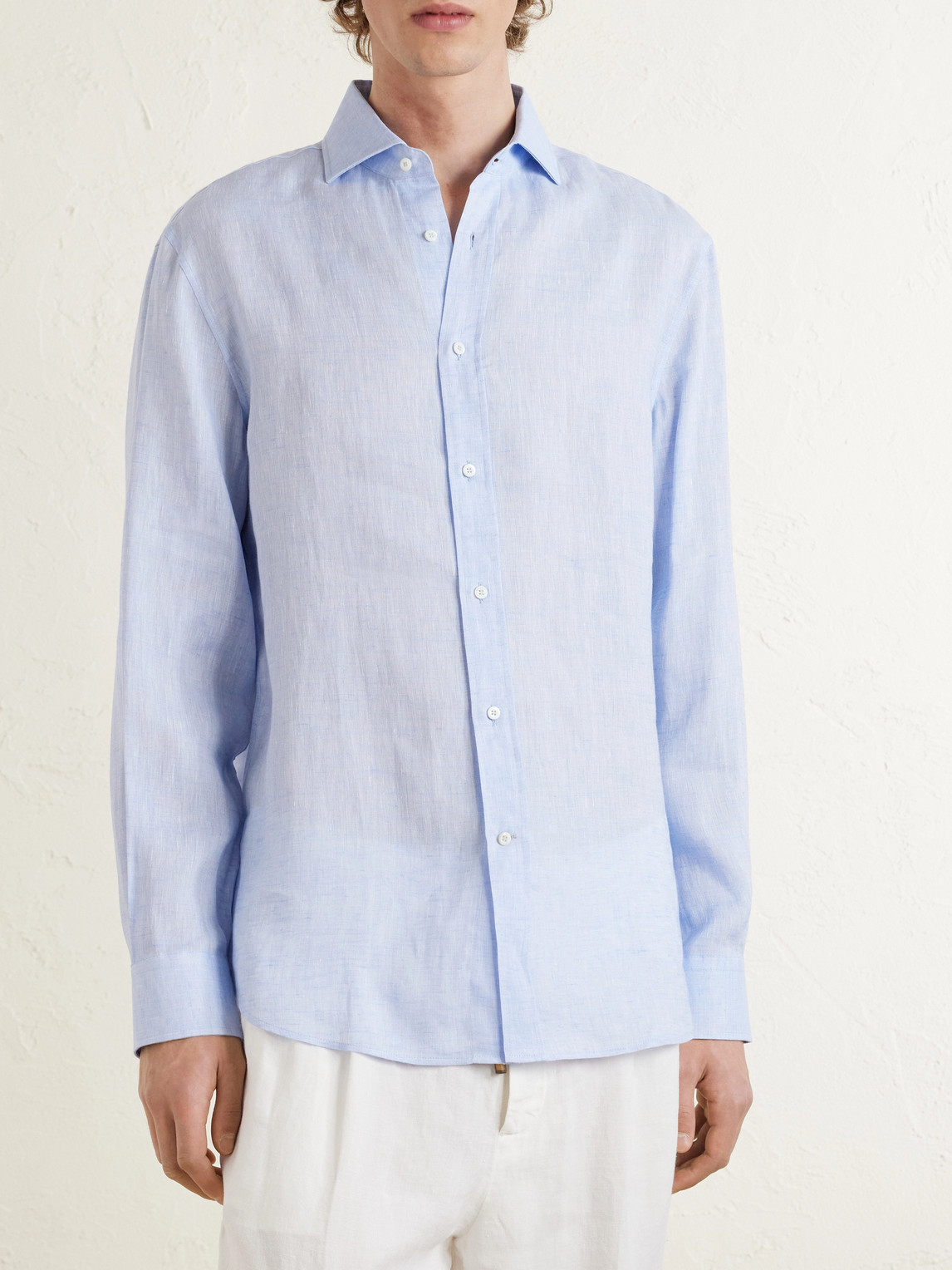 Cutaway-Collar Linen Shirt