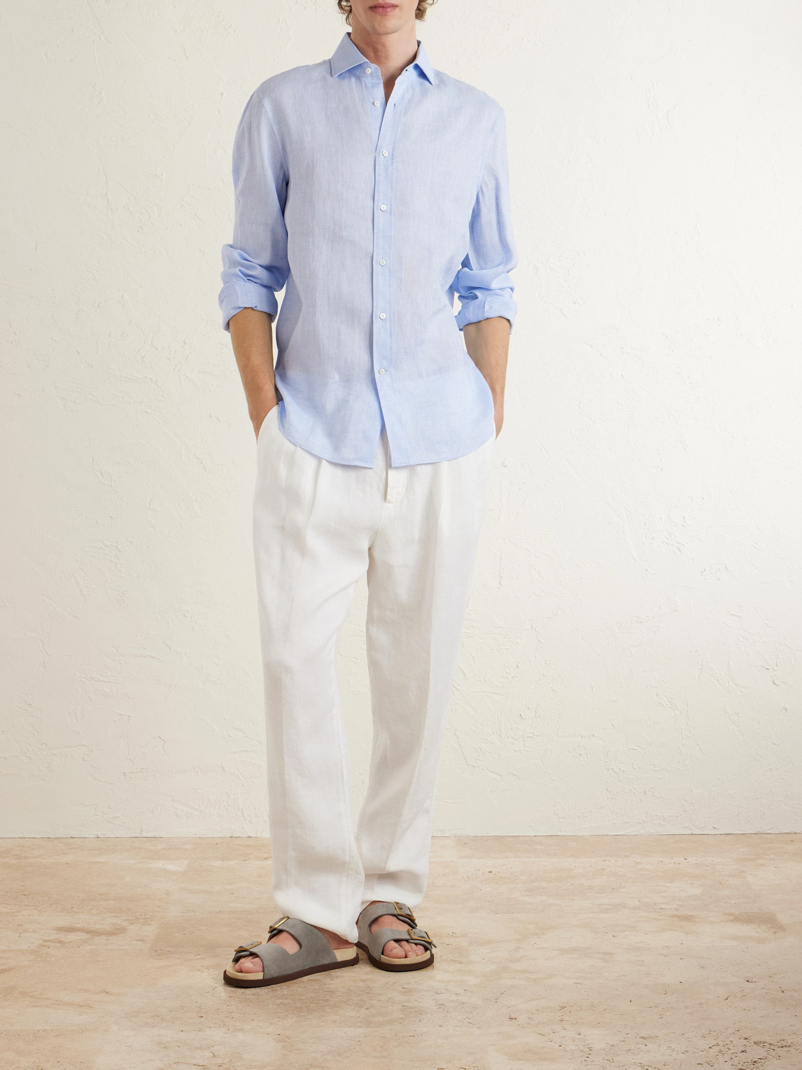 Cutaway-Collar Linen Shirt