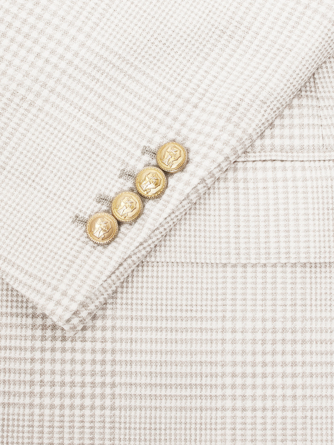 Prince Of Wales Checked Wool-Blend Blazer Double-Breasted